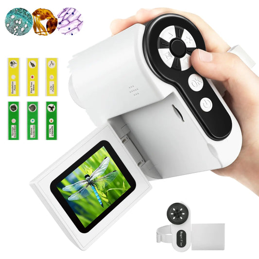 Microscope for Kids [3-in-1] 1000X Handheld Mini Scope with 2" LCD Screen Portable Miniscope for Kids 8-12 Halloween Christmas Birthday Edu Gifts 32GB TF Card Included